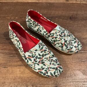 Women’s Toms Holly Jolly Shimmer Slip On Sz 9 Glitter Christmas Holiday